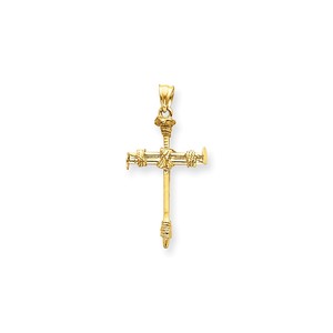 14k Polished Nail Cross Pendant