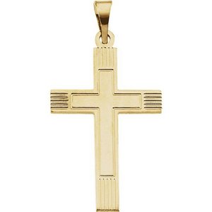 14K Yellow or White Gold Cross Pendant