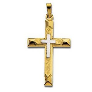14K Yellow Gold Hollow Cross Pendant