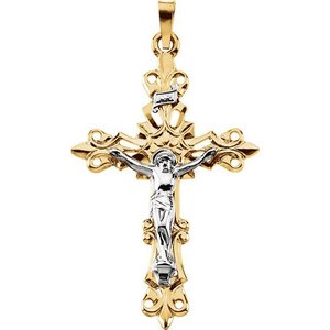 14K Yellow Gold Two Tone Cross Pendant
