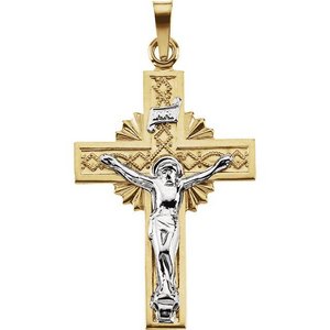 14K Yellow Gold Two Tone Crucifix Pendant