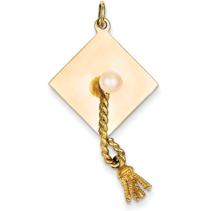 14k Graduation Cap with Cultured Pearl Charm