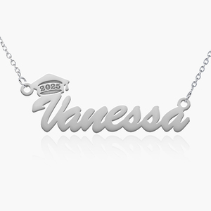 2025 Graduation Cap Script Name Necklace with Chain Included
