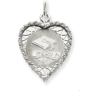 Sterling Silver Graduation Cap   Diploma Disc Charm