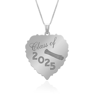 25 Graduation Heart Scalloped Heart Charm or Pendant