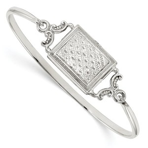 Rectangle Embossed Design Locket Bangle Bracelet