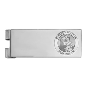 Stainless Steel Engravable  Blessed Mother  Virgin Mary Money Clip