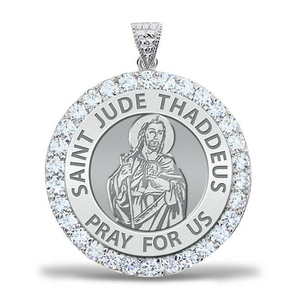 Saint Jude CZ Round Pendant