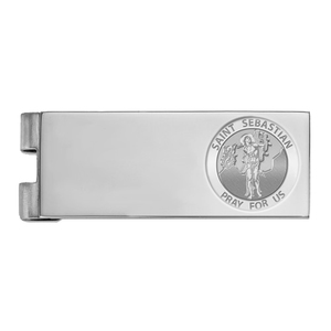 Stainless Steel Engravable Saint Sebastian Money Clip