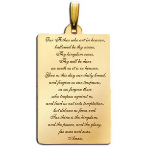 Rectangle with  Lord s Prayer  Script Pendant
