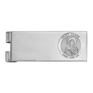 Stainless Steel Engravable Saint Clare of Assisi Money Clip