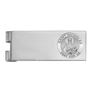 Stainless Steel Engravable Saint Nicholas Money Clip