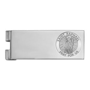 Stainless Steel Engravable Saint Raphael Money Clip