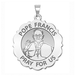 Pope Francis Scalloped Round Religious Medal  EXCLUSIVE 