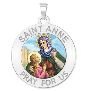 Saint Anne Round Religious Medal  Color EXCLUSIVE 