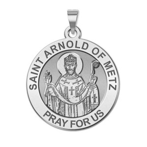 Saint Arnold of Metz Round Religious Medal