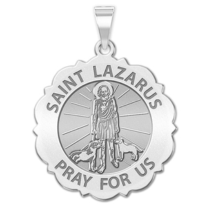 Saint Lazarus Religious Scalloped Round Medal   EXCLUSIVE 