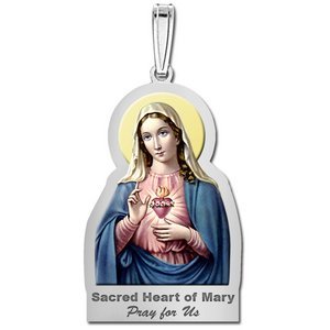 Sacred Heart Or Immaculate Heart of Mary Outlined Religious Medal