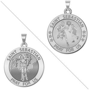 Basketball   Saint Sebastian Doubledside Sports Religious Medal  EXCLUSIVE 