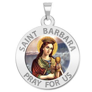 Saint Barbara Round Religious Medal  EXCLUSIVE 