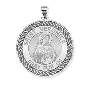 Saint Veronica Round Rope Border Religious Medal