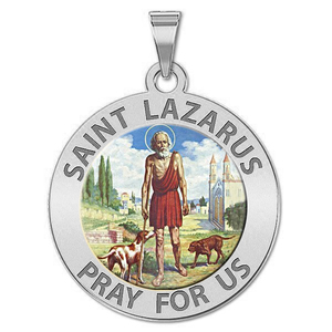 Saint Lazarus Religious Medal  Color EXCLUSIVE 