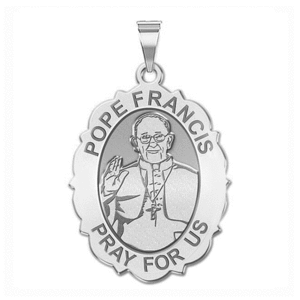 Pope Francis Scalloped Oval Religious Medal   EXCLUSIVE 