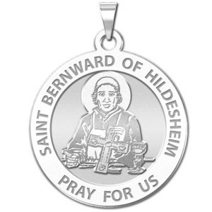 Saint Bernward of Hildesheim Round Religious Medal  EXCLUSIVE 