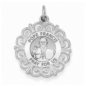 Pope Francis Round Filigree Religious Medal   EXCLUSIVE 