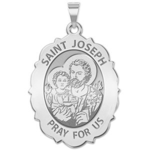 Saint Joseph Religious Scalloped Oval Medal  EXCLUSIVE 