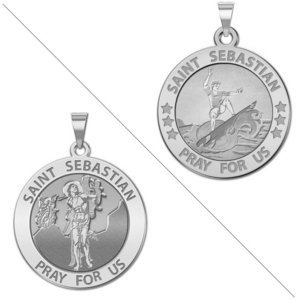 Surfer   Saint Sebastian Doubledside Sports Religious Medal  EXCLUSIVE 