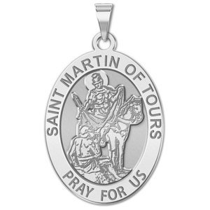 Saint Martin of Tours Religious Oval Medal  EXCLUSIVE 