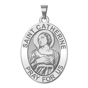 Saint Catherine of Alexandria OVAL Religious Medal   EXCLUSIVE 