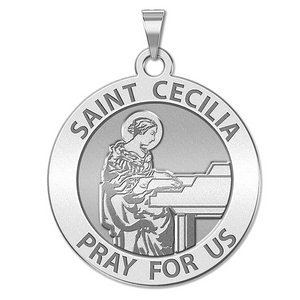 Saint Cecilia Round Religious Medal  Grand Piano     EXCLUSIVE 