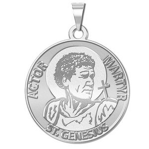 Saint Genesius Round Religious Medal  Actor   Martyr   EXCLUSIVE 
