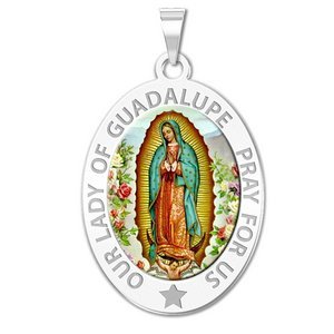 Our Lady of Guadalupe  Color Laser  Religious Medal  OVAL  EXCLUSIVE 