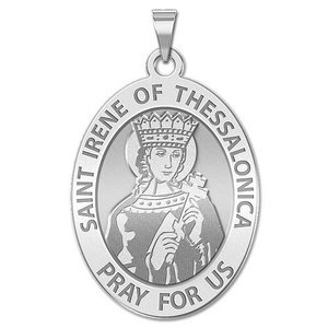 Saint Irene of Thessalonica OVAL Religious Medal   EXCLUSIVE 