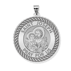 Saint Joseph Round Rope Border Religious Medal