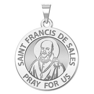 Saint Francis de Sales Round Religious Medal   EXCLUSIVE 