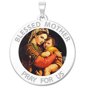  Blessed Mother  Virgin Mary Round Religious Medal   Color EXCLUSIVE 