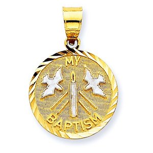 14K Yellow Gold   Rhodium My Baptism Pendant