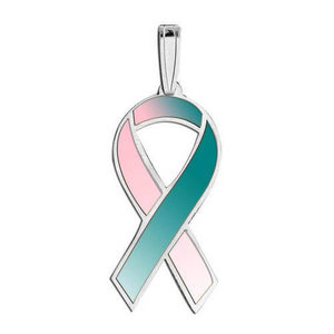 Awareness Ribbon Pink   Teal Color Charm