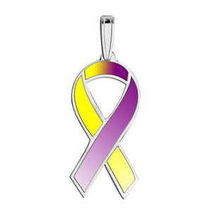 Awareness Ribbon Purple   Yellow Color Charm