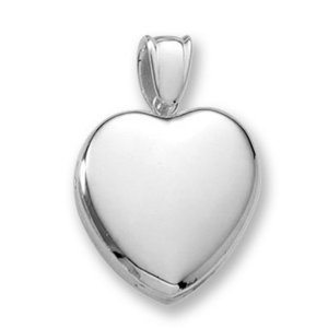 18k Premium Weight White Gold Heart Picture Locket