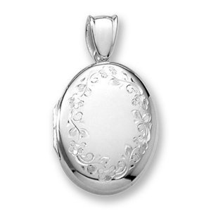 18k Premium Weight White Gold Oval Locket