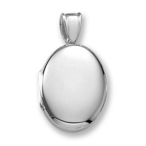 18k Premium Weight White Gold Oval Locket