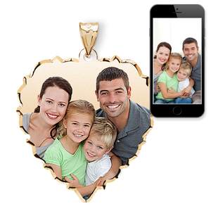 Small Scalloped Heart with Diamond Cut Edge Photo Pendant