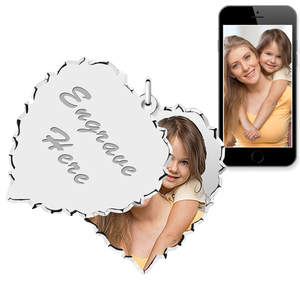 Scalloped Heart Swivel Photo Pendant