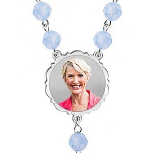 Sterling Silver Scalloped Round Rosary Bead Necklace