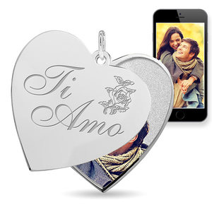  Ti Amo   I Love You in Italian  Heart Swivel Photo Pendant